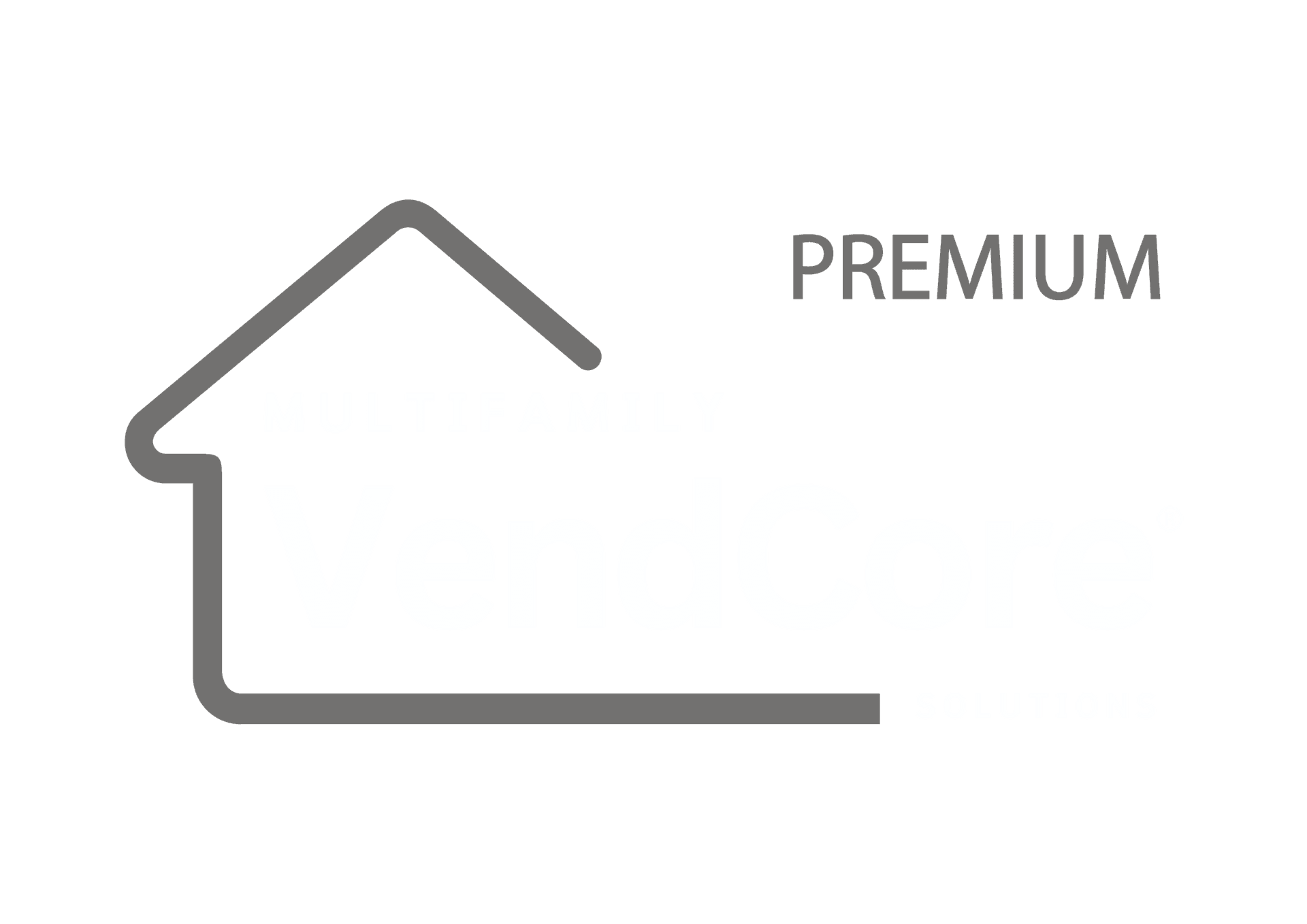 Logo for Multifamily VendCore Premium Solutions, featuring text inside an outline of a house.